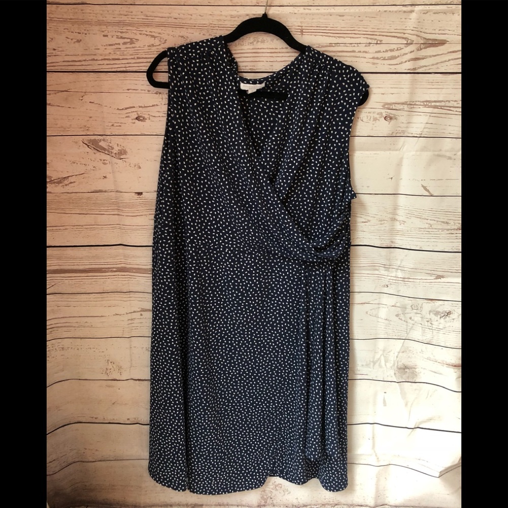 1X Charter Club Faux Wrap Polka Dot Dress